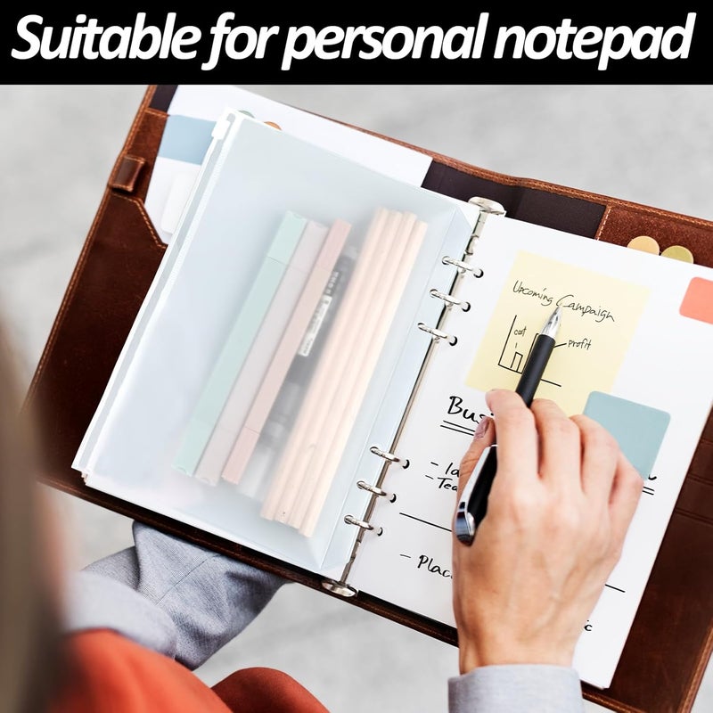 salbsever Premium Clear Binder Zipper Folders - 12PCS A5 Size 6 Holes Binder Inserts, Document Filing Bags for 6-Ring Notebook Loose Leaf Bags (Pack of 2) - Image 3